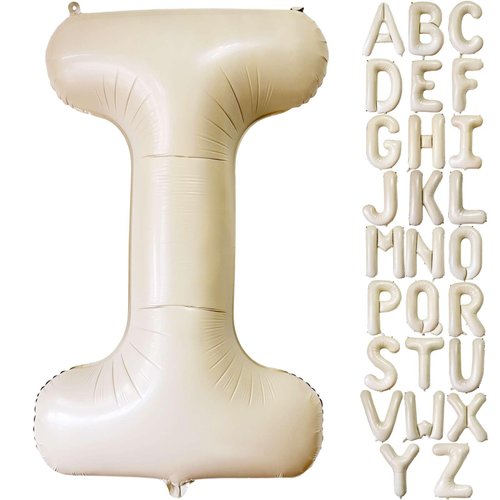 Cream White Letter I Balloons, 40 Inch Giant Letter Balloons I Foil Mylar Helium White Letter Balloons for Birthday Party Supplies Anniversary Event Celebration Decorations Alphabet White I