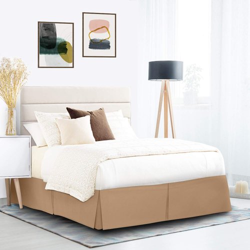 Nestl Light Brown Bed Skirt King Size - King Bed Skirt 14 Inch Drop - Brushed Microfiber Bed Skirts - Hotel Quality Pleated Bed Skirt - Shrinkage & Fade Resistant