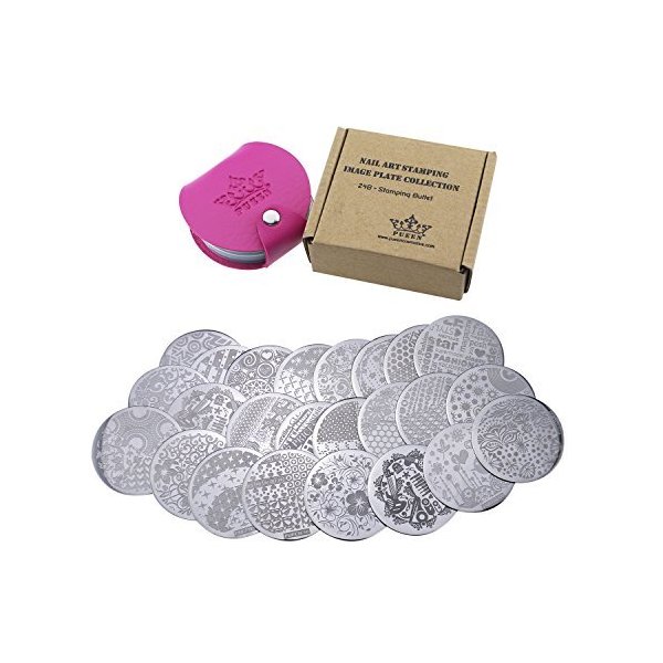 PUEEN Nail Art Stamp Collection Set 24B - STAMPING BUFFET - NEW INVENTION Set of 24 All You Can Stamp Full Size Stamping Image Plates Manicure DIY (Infinite Images With Your Creativity) Now with