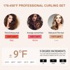 6 in 1 Hair Wand Curling Iron - Janelove 180-450℉ Long-Lasting Ceramic Hair Curlers, 0.35 to 1.25 inch Curling Wand Set for All Women Hair, 110-220V Hair Waver with LCD- Gold