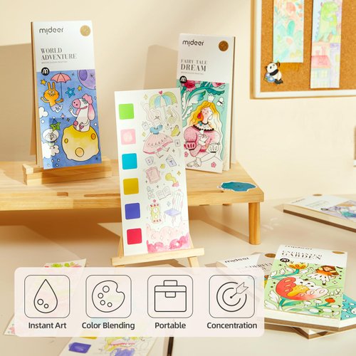 MiDeer Watercolor Painting Book for Kids Ages 4-8, Pocket Watercolor Painting Book Arts and Crafts for Toddlers, Travel Activities Paint with Water Coloring Book Set for Kids 3-8 (Legend Unicorn)