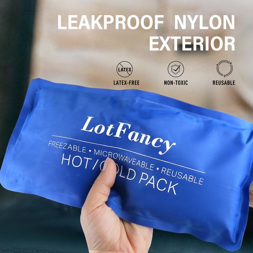 LotFancy Ice Pack for Injuries, Pack of 2, Reusable Hot Cold Pack for Therapy, Cooling or Heating Pad for First Aid, Back Shoulder Neck Head Feet Pain Relief,10.5 x 5 Inches