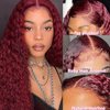 MISSJAY Burgundy 13x4 HD Transparent Lace Front Wigs Human Hair 99J Deep Wave Human Hair Wigs for Black Women Curly Wigs Pre Plucked with Baby Hair 180 Density (20 Inch)