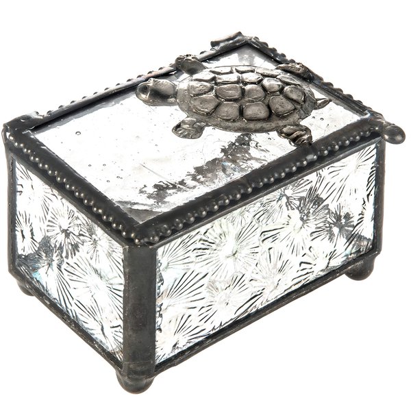 J Devlin Sea Turtle Trinket Glass Jewelry Box 331