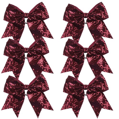 Metallic Sequin and Holographic 8 Inch Cheer Bow Cheerleader Cheerleading Jumbo Cheer Bow Hair Ti...