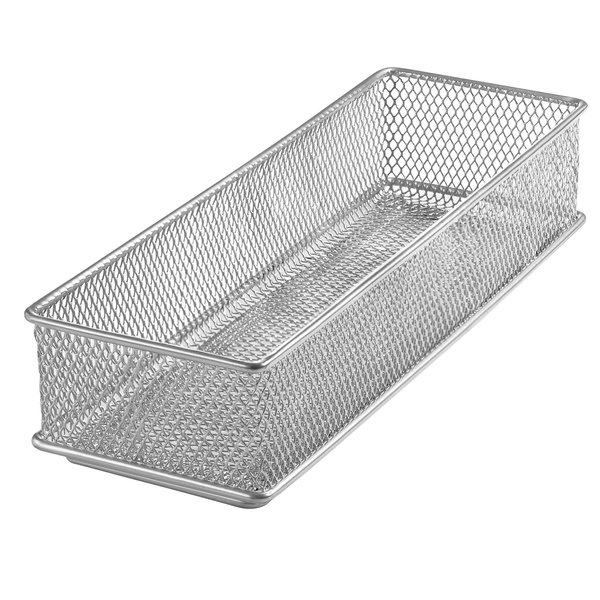 YBM HOME Silver Mesh Drawer Cabinet and or Shelf Organizer Bins, School Supply Holder Office Desktop Organizer Basket (1, 3x9x2 Inch)