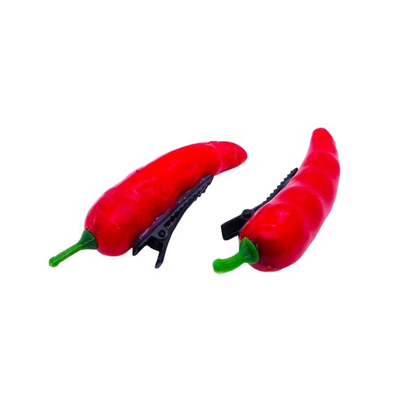 Imitation Food Hair Clips 2 Pack Funny Side Bangs Hair Accessories for Women Girls Millet Red Pepper