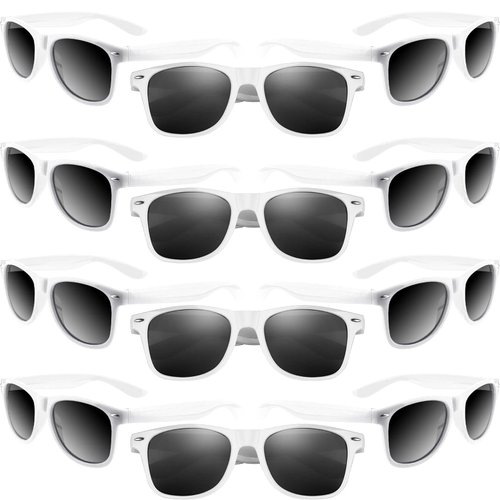 MIAHART 12 Pack Kids Party Sunglasses Bulk Summer Party Favors Retro Glasses for Boys and Girls Birthday Party Supplies, White