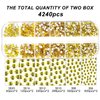 4240Pcs Flatback Yellow Rhinestones Glass Crystal Diamonds for Nail Art Crafts Tumblers Shiny Round with Tweezers and Picking Pen (SS6~SS20 Set)