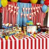 PIXHOTUL 4 Pieces Carnival Table Cloths, Red and White Stripe Tablecloths, Red Plastic Table Cover, Circus Theme Party Decorations for Carnival, Movie Night, Birthday, Christmas, Wedding, 51'' x 86''