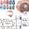 LiBiuty Nail Art Stamper, Dual Head Clear Jelly Nail Polish Transfer Stamper with Extra 4Pcs Silicone Heads & 1 Scraper Nail Stamping Tool