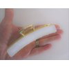 Long gold metal and pearl white marbled acrylic hair claw clip