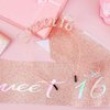 SuPoo 16th Birthday Crown and Sash Rose Gold Sweet 16 Tiara Headband 16th Birthday Decorations for Girls Sweet 16 Sash Happy Sixteen Party Decorations Party Favors Birthday Girl Headband