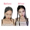 6pcs Synthetic Braid Female Y2K Jumbo Braiding Ponytail Playful and Cute Simulation Boxing Braid Signle Clip Ombre Color DIY Hair Extensions (1B/Grey)