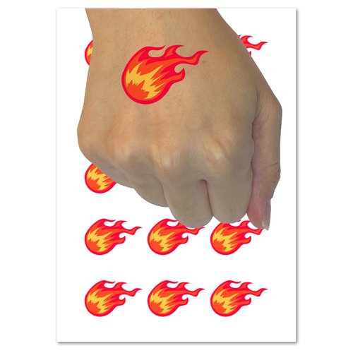 Flying Fireball Hot Flame Wizard Magic Spell Temporary Tattoo Water Resistant Fake Body Art Set Collection - 54 1" Tattoos (1 Sheet)