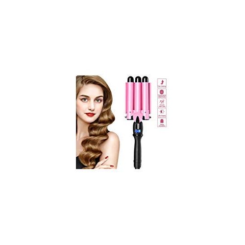 3 Barrel Hair Curling Iron Wand - Dual Voltage Temperature Adjustable 25mm Hair Crimper,1 Inch Ceramic Tourmaline Triple Barrels, Beach Hair Waving Styling Tools for Long Short Hair