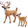 Gemini&Genius Whitetail Deer Animal Toys for Kids, Deer Figurines with Cub, 2Pcs Reindeer Family Woodland Animal Toys, Great for Kids Party Favors, Treasure Box Prizes, Family Fun or Cake Toppers