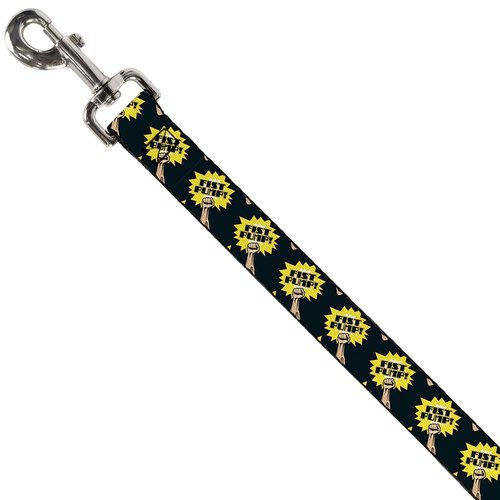 Dog Leash Fist Pump Black Yellow 4 Feet Long 0.5 Inch Wide