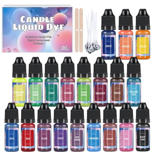 OSBANG Oil-Based Candle Color Dye Non-Toxic Non-Irritating 20 Colors for DIY Candle Making Supplies - Vibrant Concentrated Candle Coloring for Soy Wax Dyes, Beeswax, Gel Wax, Candle Making Kit