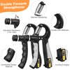 Grip Strength Trainer Kit with Hand Gripper Strengthener, Finger Exerciser, Forearm Workout Ring, Double-Sided Finger Stretcher(Gripster) and Stress Relief Ball (black grey)