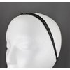 Fashion Accessories Now Black chain link pattern jelly skinny narrow headband soft stretch hair grip teeth 3/8 inch wide circle link