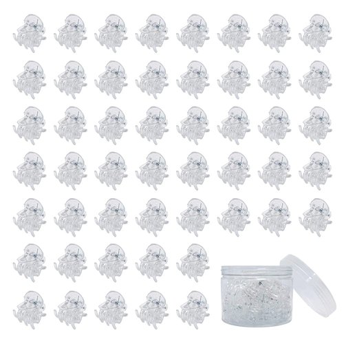 50 PCS Mini Hair Claw Clips， Bangs Strong Grip Multifunction Clamp Clips. (Transparent white)