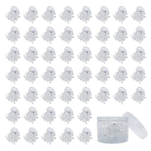 50 PCS Mini Hair Claw Clips， Bangs Strong Grip Multifunction Clamp Clips. (Transparent white)