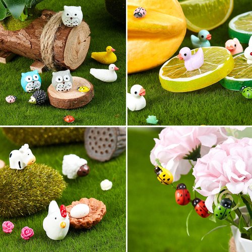 Skylety 100 Pcs Mini Resin Animals Tiny Miniature Animals Mini Animals Figures Tiny Resin Trinkets Marine Aquarium Ornaments Dollhouse Decorations for DIY Tank Potted Garden Landscape Accessory