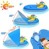 Baby Pool Float with Canopy UPF50+ Sun Protection, 6-24 Months Inflatable Infant Swimming Ring, Bath Floatie, Swimming Pool Accessories, and Toy Play Console with Adjustable Safety Seat