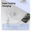 3-in-1 Retractable Multi Charging Cable, 100W Fast Charging USB-C/A to Lightning/USB-C/Micro USB Phone Charger Cord for iPhone 16/15, Samsung, MacBook, iPad （White）