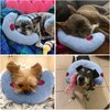 BABORUI Dog Calming Pillow for Small Dogs, U Shaped Dog Neck Pillow for Joint Relief Sleeping Improve, Machine Washable Pet Pillow for Dogs & Cats(Blue)