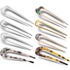 Yolev 8 Pieces U-shaped French Hair Pins Metal Chignon Hair Pins Acetate 2 Prong Bun Updo Hair Fork Hair Sticks Hairstyle Accessories for Women