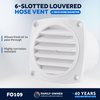 Five Oceans 6-Slotted Louvered Hose Vent, 3-inch Hose Diameter, Air Hose Thru Vent, White ABS Plastic - FO109