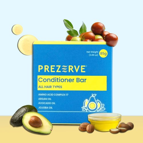 Prezerve Conditioner Bar For All Hair Types | Avocado Oil | Jojoba Oil | Prevents Hair Breakage And Helps Detangle Hair | Soap Free | Safe For Coloured Hair | Unisex 85.00 g (Pack of 1) Brown