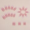 DANMANR Square Fake French Nails False Long Nails Full Cover Acrylic Long Fake Nails for Women and Girls 24PCS (Color 16)