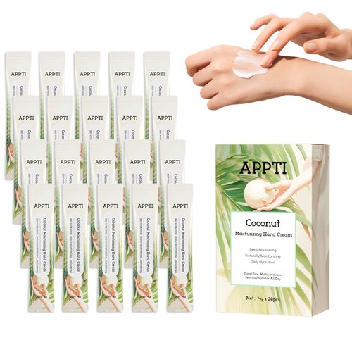APPTI Moisturizing Hand Cream, Relieves and Repairs Hand Lotion, Travel Size Hand Cream, Coconut Fragrance, Pack of 20