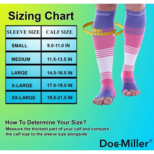 Doc Miller Open Toe Compression Socks Women and Men 20-30mmHg, Toeless Compression Socks Women, Support Shin Splints, Calf Recovery, Varicose Veins, 1 Pair Knee High