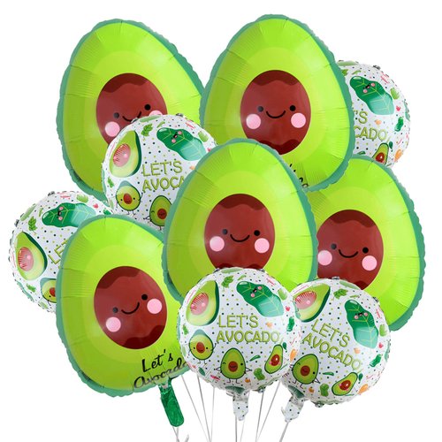 10Pcs Avocado Balloons Fruit Foil Balloons Hawaiian Luau Party Balloons for Birthday Baby Shower Wedding Summer Avocado Themed Mexican Fiesta Party Decorations Supplies