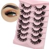 MIKIWI False Eyelashes Clear Band Fluffy Curly Eyelashes Soft and Lightweight Lashes 7 Pairs Wispy Lashes(GL10)