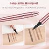 Magic Eyebrow Pencil, Waterproof Microblading Eyebrow Pen 4 Fork Tip Tattoo Pencil,Waterproof Eyebrow Pencil, Easily Create Natural-Looking Brows, Smudge-proof, Up to 24HR Wear (Dark Brown)