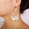 Denifery Handmade Bridal Earrings Flower Earrings Crystal Dangle Earrings Pearl Chandelier Earrings Jewelry for Women (Silver)