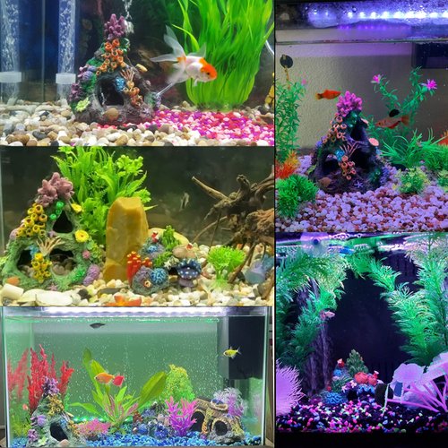 Tfwadmx Aquarium Coral Decoration Resin Fish Tank Hiding Mountain Cave Betta Fish Hideaway Rock Coral Reef Ornament, 2 Pack.