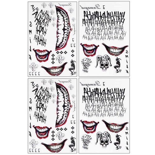4 Sheets Halloween Temporary Tattoos,Tattoo Sticker Perfect for Halloween,Cosplay, Costumes and Party Accessories