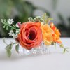 Fangsen Wedding Boho Orange Rose Flower Hair Clips Floral Hair Accessories for Brides and Bridesmaids Silver