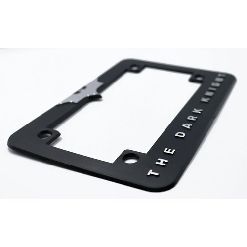 LP Frameworks The Dark Knight 3D Raised License Plate Frame | 1 Pack Motorcycle License Plate Cover | Universal US Motorcycle Black License Plate Holder | Auto Accessories (Motorcycle) (Chrome)