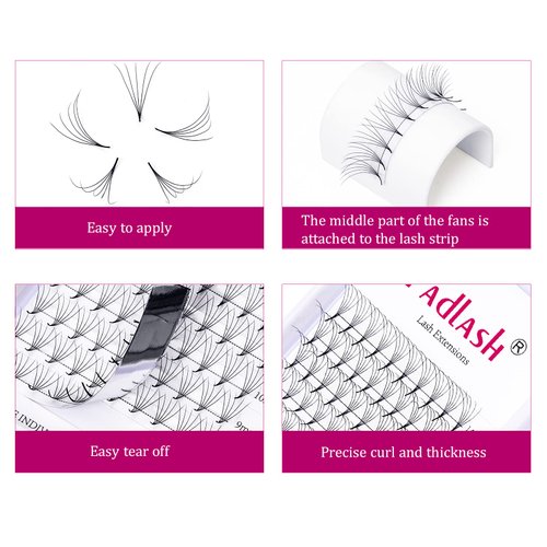 Premade Fans Eyelash Extensions 8-14mm 5D Premade Lash Extensions Fans Pointed Base Pre Made Volume Lashes Pre Fanned Lash Extensions Middle Stem (5D-0.05C, 8-14mm)