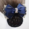 AsggBah 2pcs Upscale Hair Clips with Bow Knot Bun Snood Hair Barrettes Decorated with Crystal Bow Hair Mesh Hair Net for Professional Ladies Women (Blue)