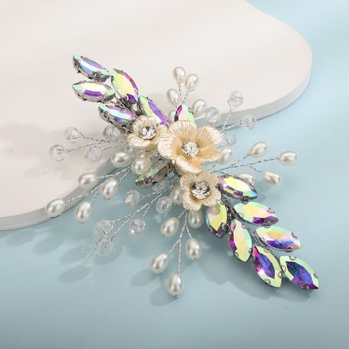 Rumtock Pearl and Flower Gold Hair Clip for Wedding Brides Bridesmaid Flower Girls Handmade Hair ...