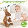 CozyWorld Mother's Day Stuffed Animals Kangaroo Cute Kangaroo Plush Toys with Baby in Pouch for Kids Preschool BirthdayThanksgiving for Kids, Brown, 10.5’’