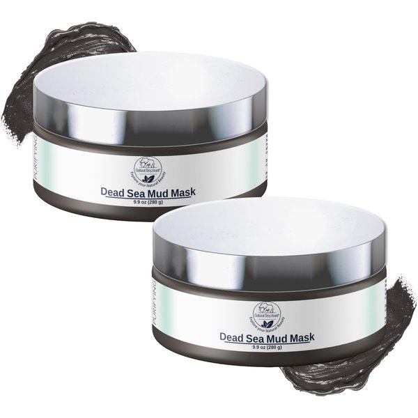 Natural Elephant Dead Sea Mud Mask - Deep Pore Cleansing for Face & Body - Acne, Blackheads, Oily Skin – 100% Natural Skin Care – Tightens Skin- for Woman and Men - 9oz (Pack of 2 (Two 9.9 oz Jars))